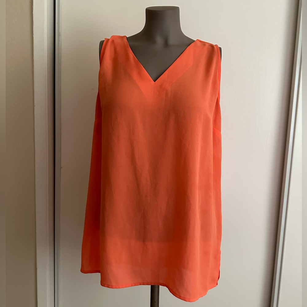 Sz Lg Orange/ Coral S/L V-Neck by Violet + Claire
